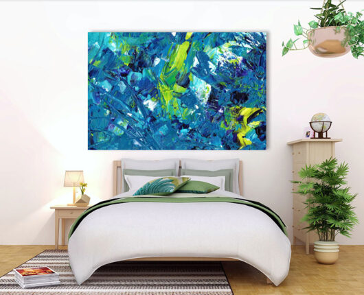 Fotoleinwand - Abstrakte Kunst Blau-Gelb