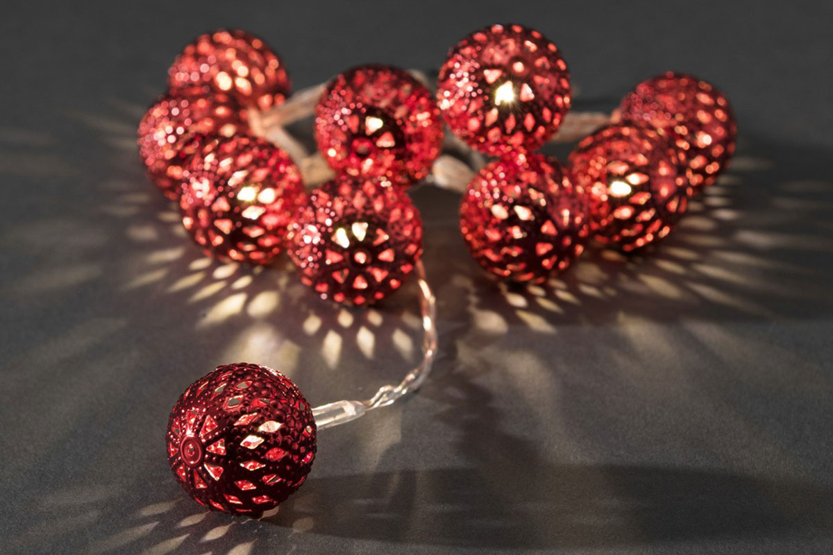 Konstsmide LED Lichterkette Mit Glasperlen – 20 Warmweiße LEDs, 1,8 M, Batteriebetrieben, IP20