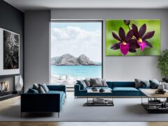 Dunkelrote Orchideen auf Fotoleinwand