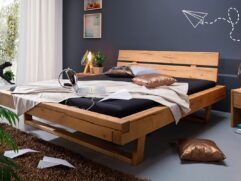 KAWOLA Balkenbett MALA Kiefer eichefarbig massiv